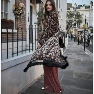 NWT NEKANE | $147 Long Velvet Fringed Kimono